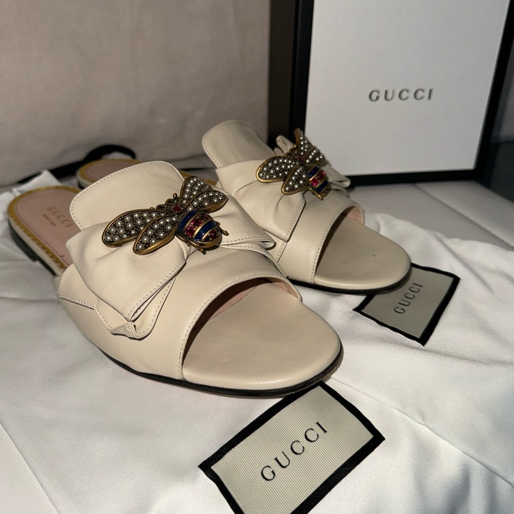 GUCCI Queen Margaret Flat Sandals 39